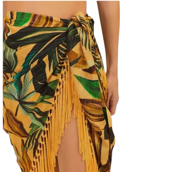 FARM RIO Banana Wrap Fringe Skirt - Sarong Cover-up - Women’s One Size - New - Picture 3 of 9